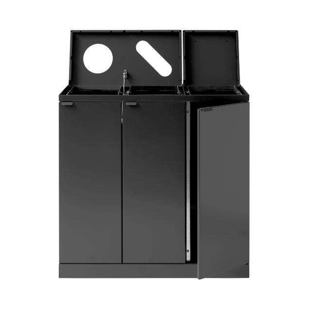 Bica Model 875 Affaldssortering 3x65 liter Løftelåg/formede indkast Antracit