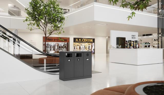 Bica Model 622 Affaldsbeholder 90 liter Lys antracit Dobbelt flaskeindkast