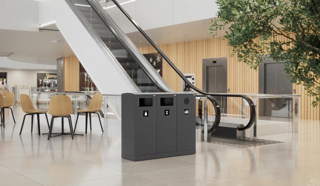 Bica Model 622 Affaldsbeholder 90 liter Lys antracit Dobbelt flaskeindkast