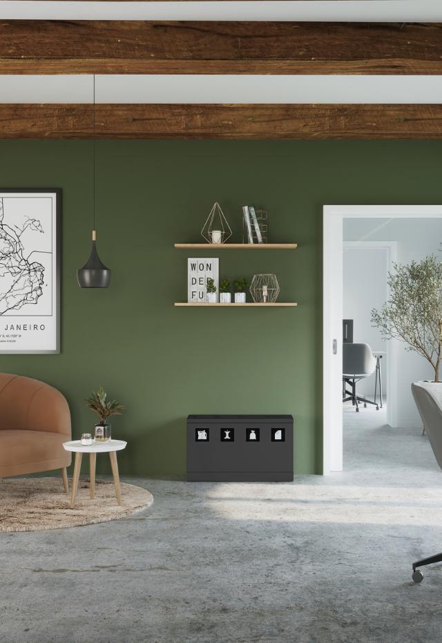 Bica Model 831 Affaldssortering 4x10 liter Åbne indkast Antracit