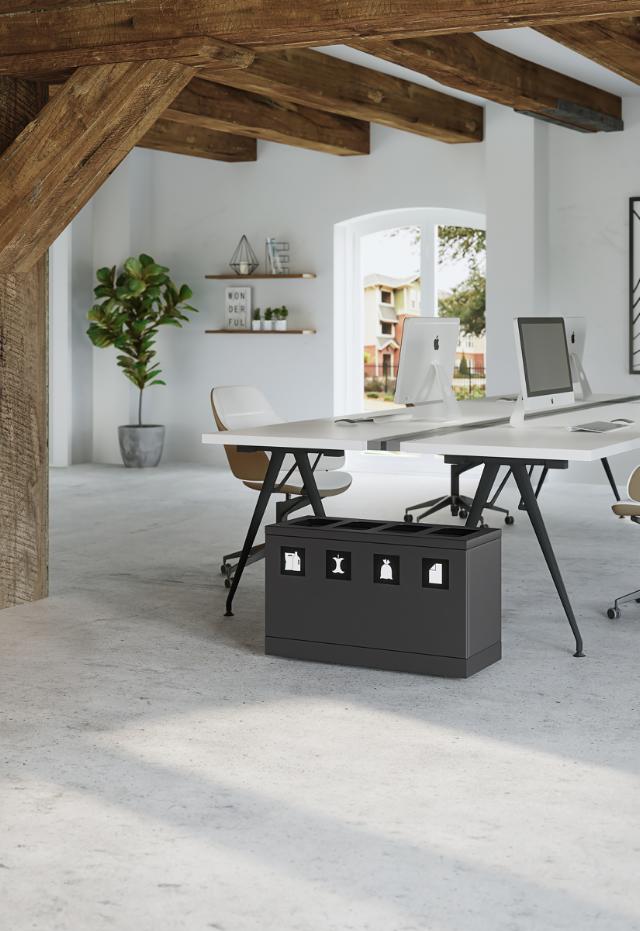Bica Model 831 Affaldssortering 4x10 liter Åbne indkast Antracit