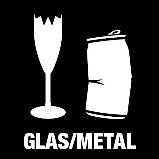 Piktogram Glas & metal 15x15 cm Konturskåret Hvid 