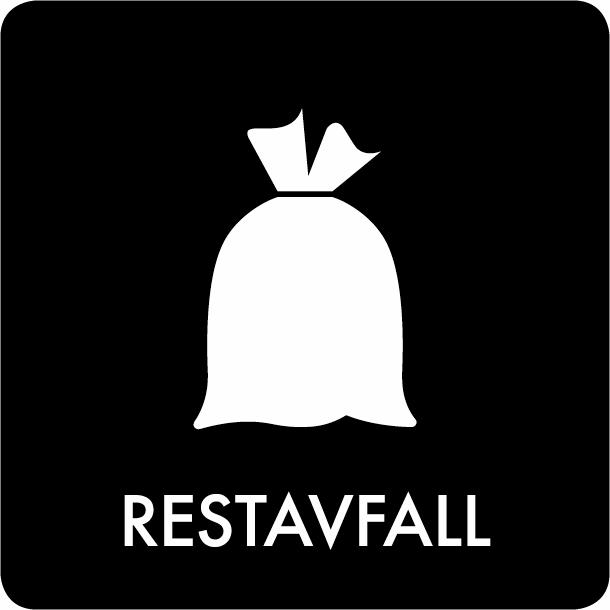 Piktogram Restavfall 12x12 cm Selvklæbende Svart