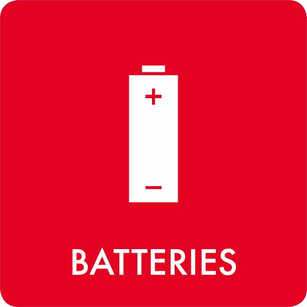 Piktogram Batteries 12x12 cm Selvklæbende Rød