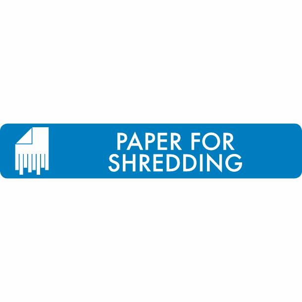 Piktogram Paper for shredding 16x3 cm Selvklæbende Blå