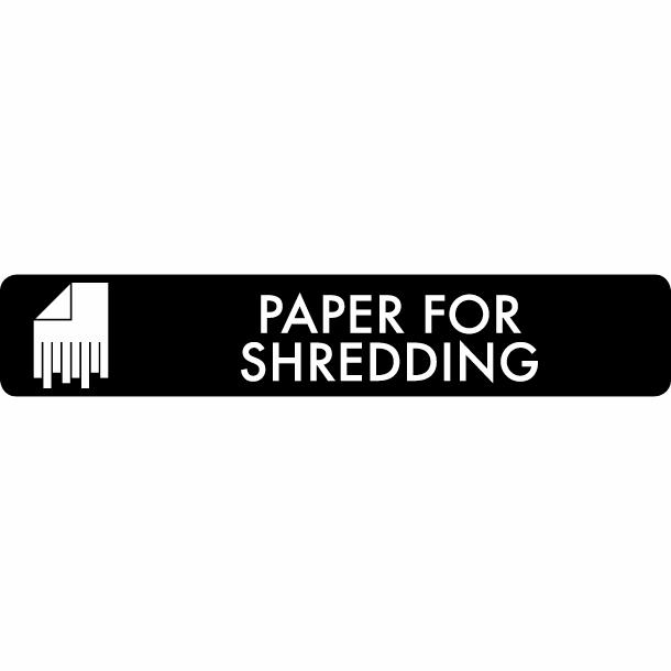 Piktogram Paper for shredding 16x3 cm Selvklæbende Sort