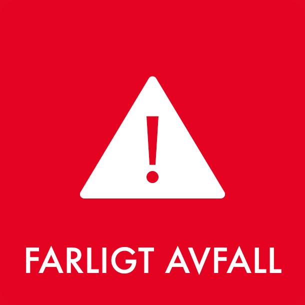 Piktogram Farligt avfall 12x12 cm Magnetisk Rød