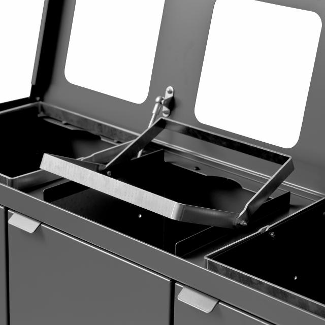 Bica Model 873 Affaldssortering 3x65 liter Løftelåg/åbne indkast Antracit