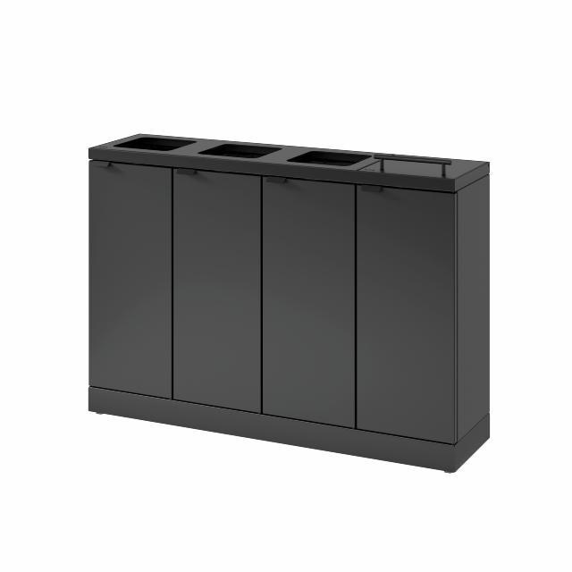 Bica Model 883 Affaldssortering 4x45 liter Løftelåg/åbne indkast Antracit