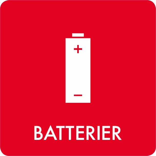 Piktogram Batterier 12x12 cm Selvklæbende Rød